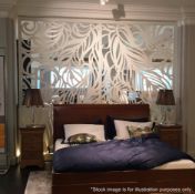 A Pair Of Elegant 'Miles and Lincoln' Framed Laser Cut Metal Room Divider Panels In A Feather Design