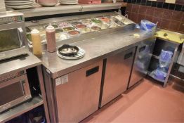 1 x Foster Two Door Refrigerated Pizza / Salad Topper Prep Counter - FPS3HR - Dimensions: W172 x D85