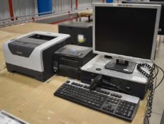 1 x Assorted Lot of Computer Equipment - Includes 1 x Desktop PC, 1 x Monitor, 1 x Laser Printer,