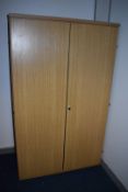 2 x Upright Office Storage Cabinets With Light Wood Finish - Includes Keys - CL480 - Location: