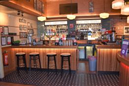 1 x Contemporary Drinks Bar With Light Wood Slatted Front and LED Lighting - CL470 - Location:
