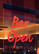 1 x Neon Effect BAR OPEN Illuminated Sign - 55 x 67 cms - CL470 - Location: Crawley RH10Please