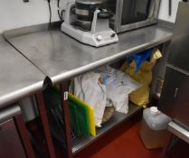 1 x Stainless Steel Preparation Bench With Undershelf and Corner Upstand - H95 x W125 x D70 cms -