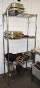 1 x Chrome Wire Shelf Unit For Commercial Kitchens - H180 x W80 x D40 cms - Ref C503 - CL461 - Locat
