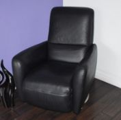 1 x Italsofa by Natuzzi Black Leather Swivel Arm Chair - CL469 - Location: Prestwich M25 - NO VAT ON