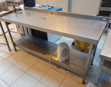 1 x Stainless Steel Prep Table With Upstand And Bottom Shelf **£5 Start - No Reserve**