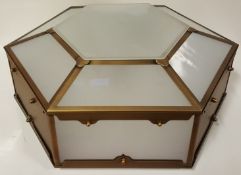 1 x Chelsom Flush Fitting Hexagonal Shaped Light Fitting In A Antique Brass Finish - REF:J2373