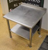 1 x Stainless Steel Prep Table With Upstand and Undershelf - H59 x W60 x D60 cms - CL455 - Ref CB311