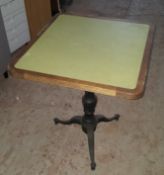 3 x Assorted Restaurant Tables With Green Top Finish & Three-Legged Base - REF:CO001 - CL011