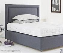 1 x VISPRING Helios Kingsize Headboard In A Dove Grey Faux Suede - W150Cm x 122cm - Handmade By Bri