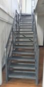 1 x Freestanding Staircase With Top Landing Area and Glass Handrail Partitions - Approx Height 350