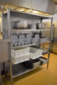 1 x Stainless Steel Four Tier Shelving Unit With Solid Back - H190 x W150 x D50 cms - CL455 - Ref