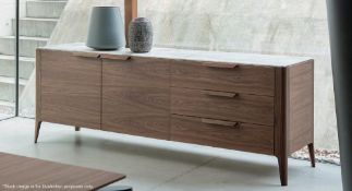 1 x PORADA 'Atlante 3' Italian Designer Sideboard In Canaletta Walnut & Marble - Original RRP £4,109