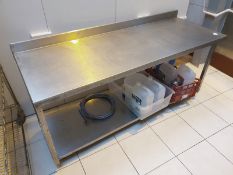 1 x Stainless Steel Prep Table With Upstand And Bottom Shelf - Dimensions: 160 x 60 x h70cm -