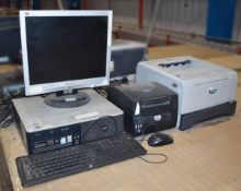 1 x Assorted Lot of Computer Equipment - Includes 1 x Desktop PC, 1 x Monitor, 1 x Laser Printer and