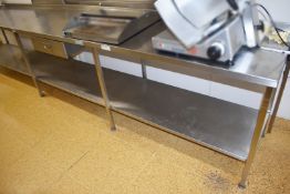 1 x Large Stainless Steel Prep Table With Upstand, Undershelf, Commercial Can Opener and Drawer -