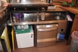 1 x Stainless Steel Backbar Preparation Unit With Space For Appliance, Hand Wash Basin With Mixer