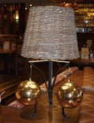 2 x Table Lamps With Rustic Basket Shades Height 63 cms - CL461 - Location: Altrincham WA14