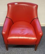1 X SCARLET RED ARMCHAIR WITH BLACK PIPING - REF604
