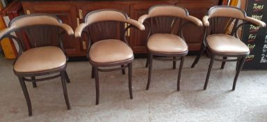 4 x Bespoke Restaurant Armchairs - Handcrafted In The UK - Wedge Stained With Bronze Leather Upholst