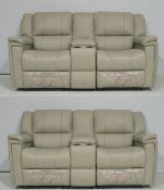 2 x Thomas Payne Reclining Wallhugger Theater Seating Love Seat Couches With Center Consoles and
