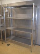 1 X THREE TIER STAINLESS STEEL FIXED SHELF UNIT - H191 X W150 X D54 CMS - CL455