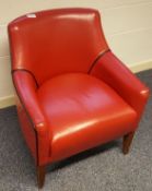 1 X SCARLET RED ARMCHAIR WITH BLACK PIPING - REF605