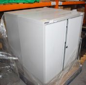 2 x Bisley Sliding Door Office Storage Cabinets With Shelves and File Rail - Keys Included - H101