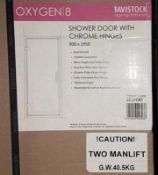 1 x Tavistock 'OXYGEN 8' Shower Door With Chrome Hidges - Dimensions: 900 x 1950mm - Ref: ma361 - Un