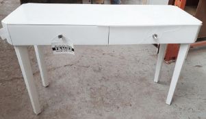 1 x White 2-Drawer Glass Fronted Dressing Table In White *Please Read Condition Report* £1 Start, No