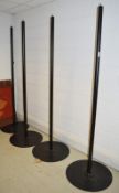 4 x Upright Steel Posts With Circular Bases - Finished in Black - Height 201cms / Base Diameter 60cm