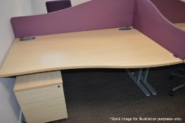 2 x Wave Office Desks With Metal Drawers - Low Start, No Reserve - Ref: WH1 - CL011 - Location: Altr