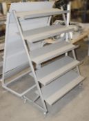 4 x Metal Retail Shoe / Card Display Shelving Units - Dimensions (Approx): H160 x W96 x D50cm