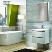 1 x Synergy Illuminated Single Door Aluminium Mirrored Cabinet With Glass Shelves and Shaving Socket