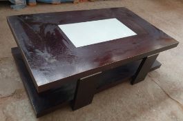 1 x Rectangular Coffee Table In Wedge With Frosted Glass Insert - Dimensions: W120cm x D70cm H38cm