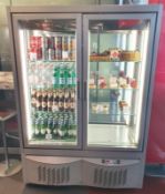 1 x LONGONI Branded Large 2-Door Commercial Illuminated Display Fridge