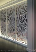 A Set Of 2 x Elegant 'Miles and Lincoln' Laser Cut Metal Room Divider Panels In A Feather Design -