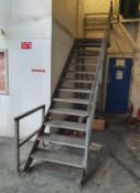 1 x Galvanised Steel 13 Tread Staircase With Landing Platform - CL529 - Location: Wakefield WF2