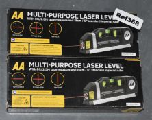 2 x AA Multi-Purpose Laser Levels With 8ft/2.5M tape measure - New Boxed Stock - Ref 368 - CL501 -