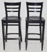 6 x Stylish Wooden Bar Stools In Black - Removed From A Leading Patisserie In London