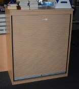 1 x Roller Shutter Office Storage Cabinet With Beech Finish - CL529 - Location: Wakefield WF2