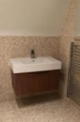 1 x Duravit Wall Mounted Walnut Bathroom Cabinet With Ceramic Sink Basin and Vado Chrome Mixer Tap -