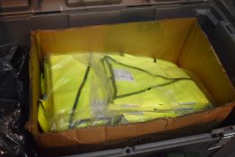Assorted Collection to Include Large Storage Container With Lid, Quantity of Hi Viz Vests and Work