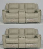 2 x Thomas Payne Reclining Wallhugger Theater Seating Love Seat Couches With Center Consoles and