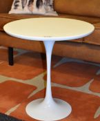 1 x Eero Saarinen Inspired Tulip Side Table in White - Dimensions: Height 52 cm x Diameter 50 cm