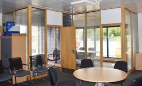 1 x Large Collection of Office Partitioning - Includes a Total of 5 Rooms With Blinds and Doors -