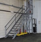 1 x Galvanised Steel 13 Tread Staircase With Landing Platform - CL529 - Location: Wakefield WF2