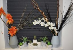 10 x Assorted Artificial Office Plants and Vases