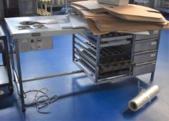 1 x Semra Stainless Steel Food Prep Table With Integrated Hob, Baine Marie, Food Tray Rails and