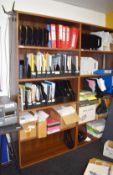 2 x Sturdy Office Bookcases With a Walnut Finish - Ideal For Storing Stationary and Files
